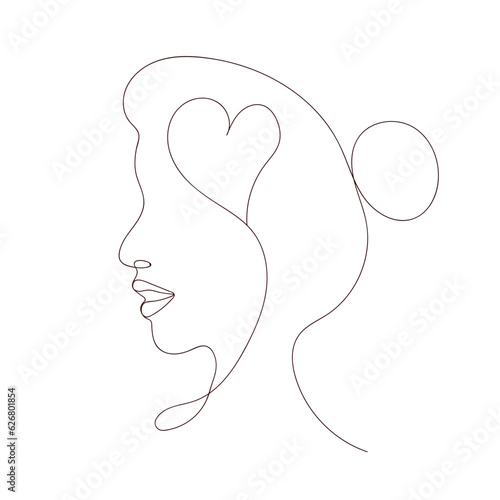 Woman face one line drawing. Minimalistic style. Continuous line.