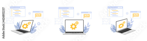 web developer illustration laptop with program