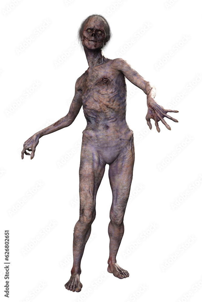 Zombie on transparent background, 3d render Zombie on transparent background, 3d render