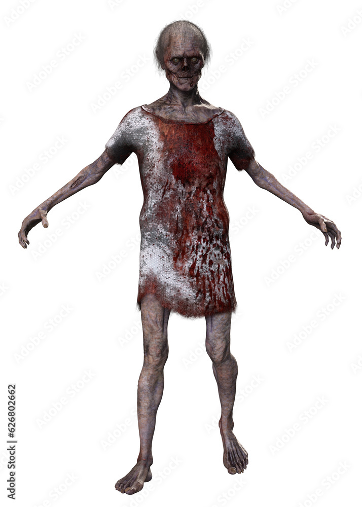 Zombie on transparent background, 3d render Zombie on transparent background, 3d render