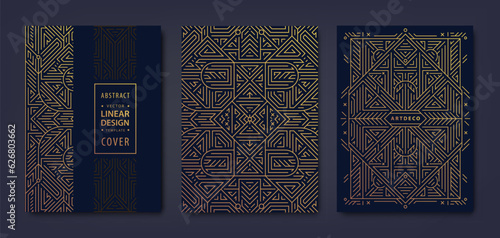 Vector set of art deco abstract backgrounds, save the date gatsby style invitations, vintage frames. Premium design, luxury golden templates. Trendy graphic poster, brochure, design, packaging.