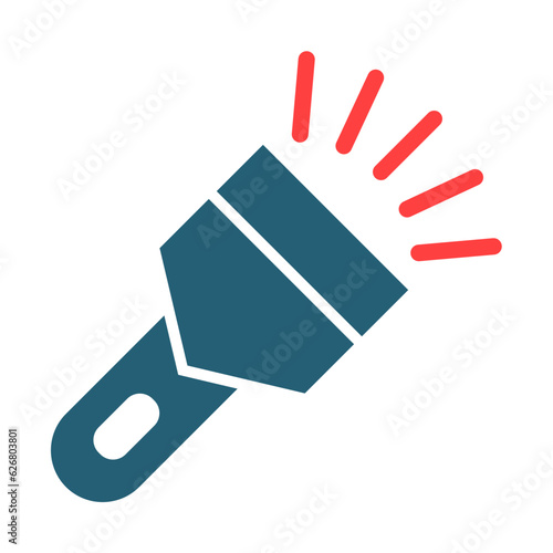 Flashlight Glyph Two Color Icon Design