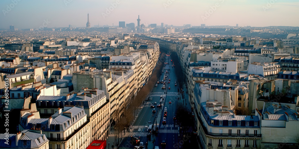 Fototapeta premium Aerial view of Paris - Generative AI