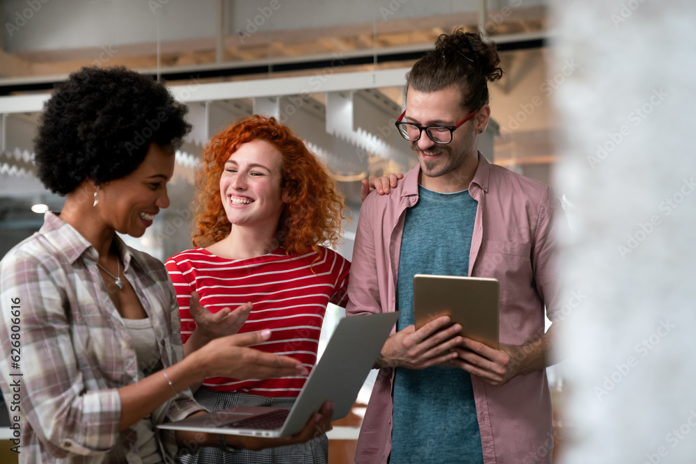 Programmers cooperating at IT company developing apps. People business work office concept Programmers cooperating at IT company developing apps. People business work office concept