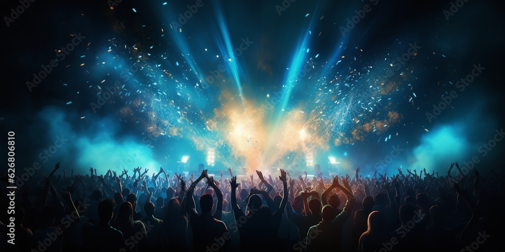 Konzert oder Festival mit großer Zuschauermenge die feiert, ai generiert Konzert oder Festival mit großer Zuschauermenge die feiert, ai generiert