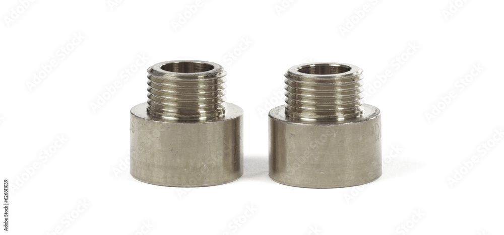 Steel fitting for plumbing pipes, connector for two different sizes Steel fitting for plumbing pipes, connector for two different sizes