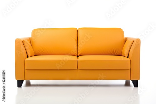 Modern sofa on isolated white background. Generative AI
