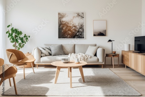  Stylish scandinavian living room interior of modern Generative AI