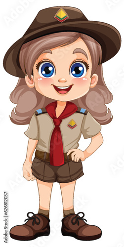 Girl scout in uniform cartoon character