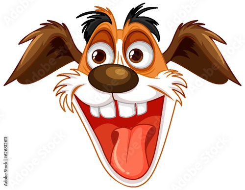 Cute playful crazy dog cartoon head
