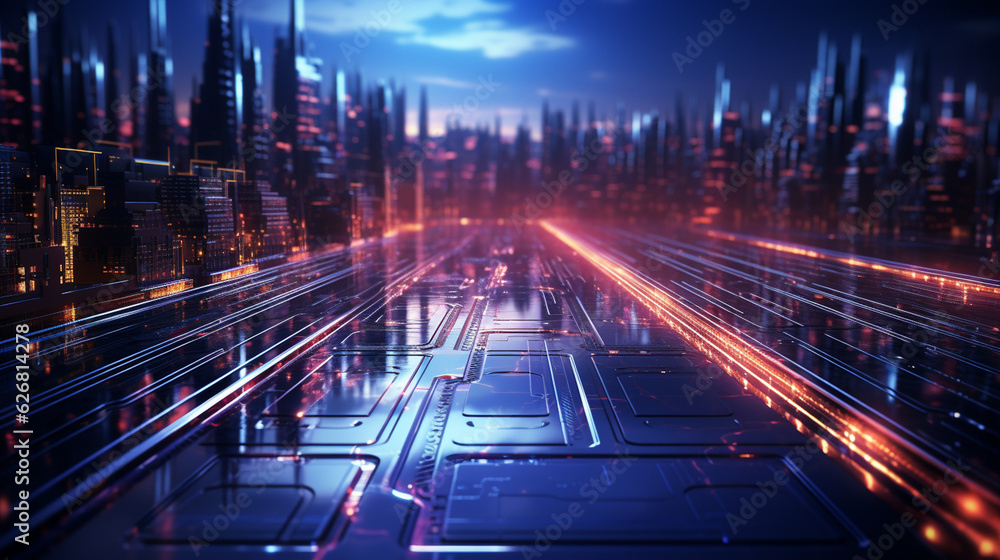 Fototapeta premium Futuristic cyberspace background. Generative Ai