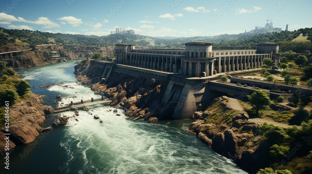 Hydroelectric plant. Generative Ai Hydroelectric plant. Generative Ai