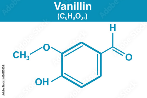 Obraz na płótnie Chemistry illustration of Vanillin in blue