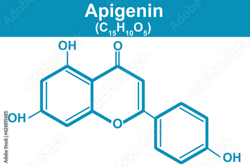 Chemistry illustration of Apigenin in blue photo