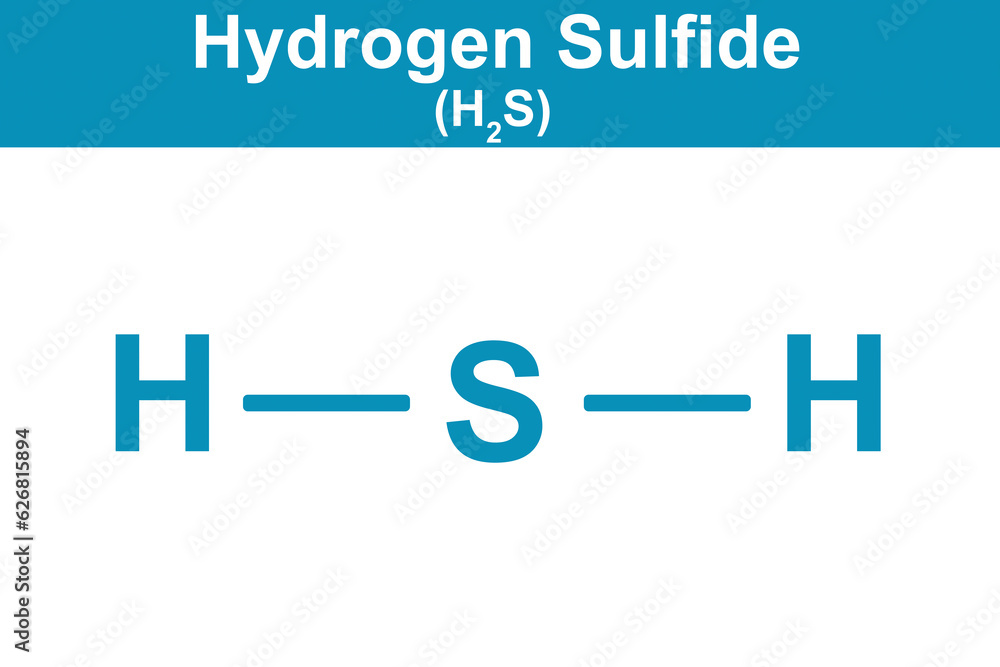 Chemistry illustration of Hydrogen Sulfide in blue Chemistry illustration of Hydrogen Sulfide in blue