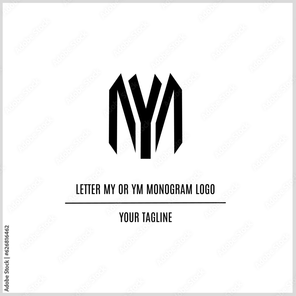Fototapeta premium Letter MY or YM monogram logo template. Black color. Vector Illustration for Icon, Symbol, Logo etc