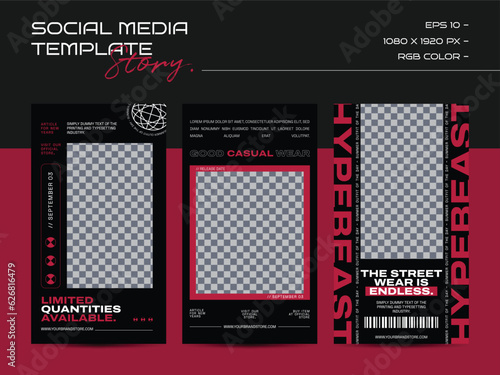 Modern urban futuristic streetwear fashion design for social media story template