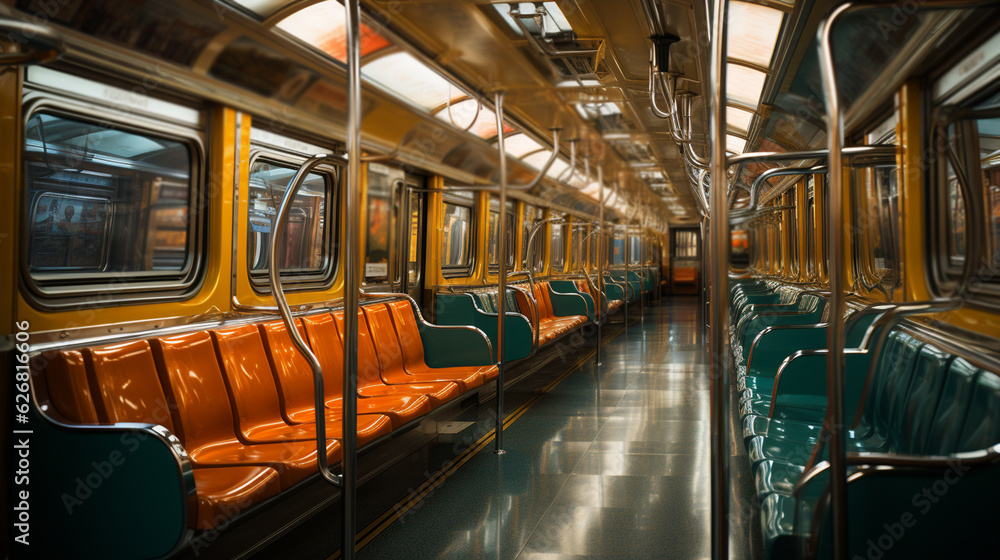 View of subway interior. Generative Ai View of subway interior. Generative Ai