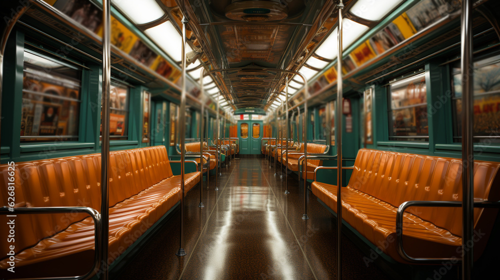 View of subway interior. Generative Ai View of subway interior. Generative Ai