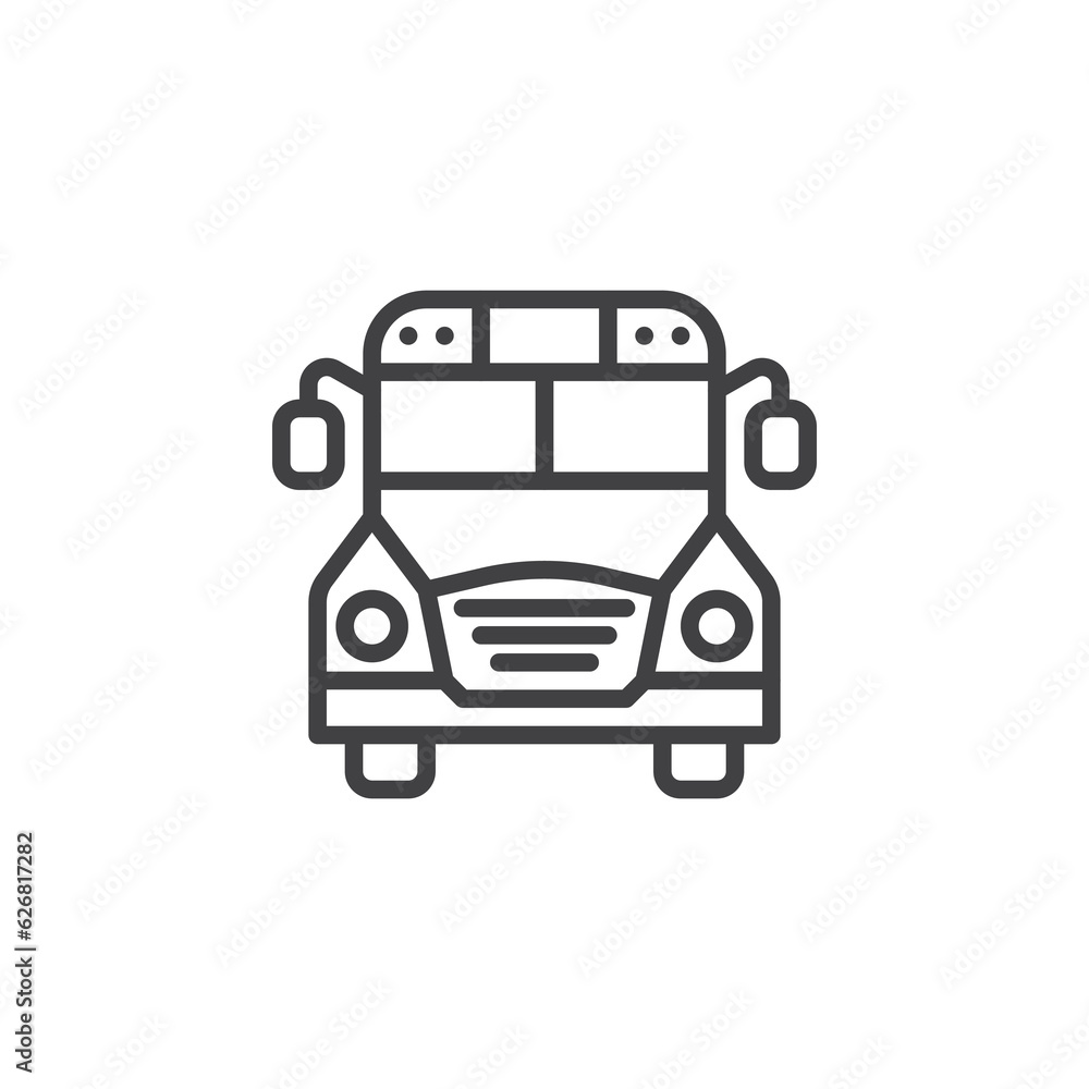 School bus front view line icon