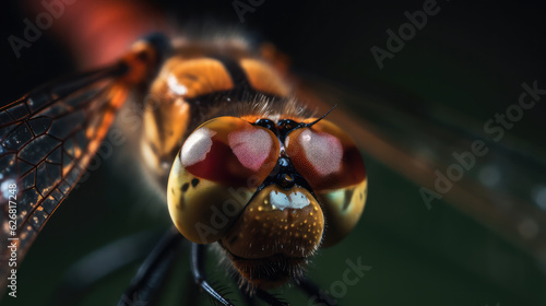 Macro of the big eyes of a dragonfly. Generative AI. © Markus