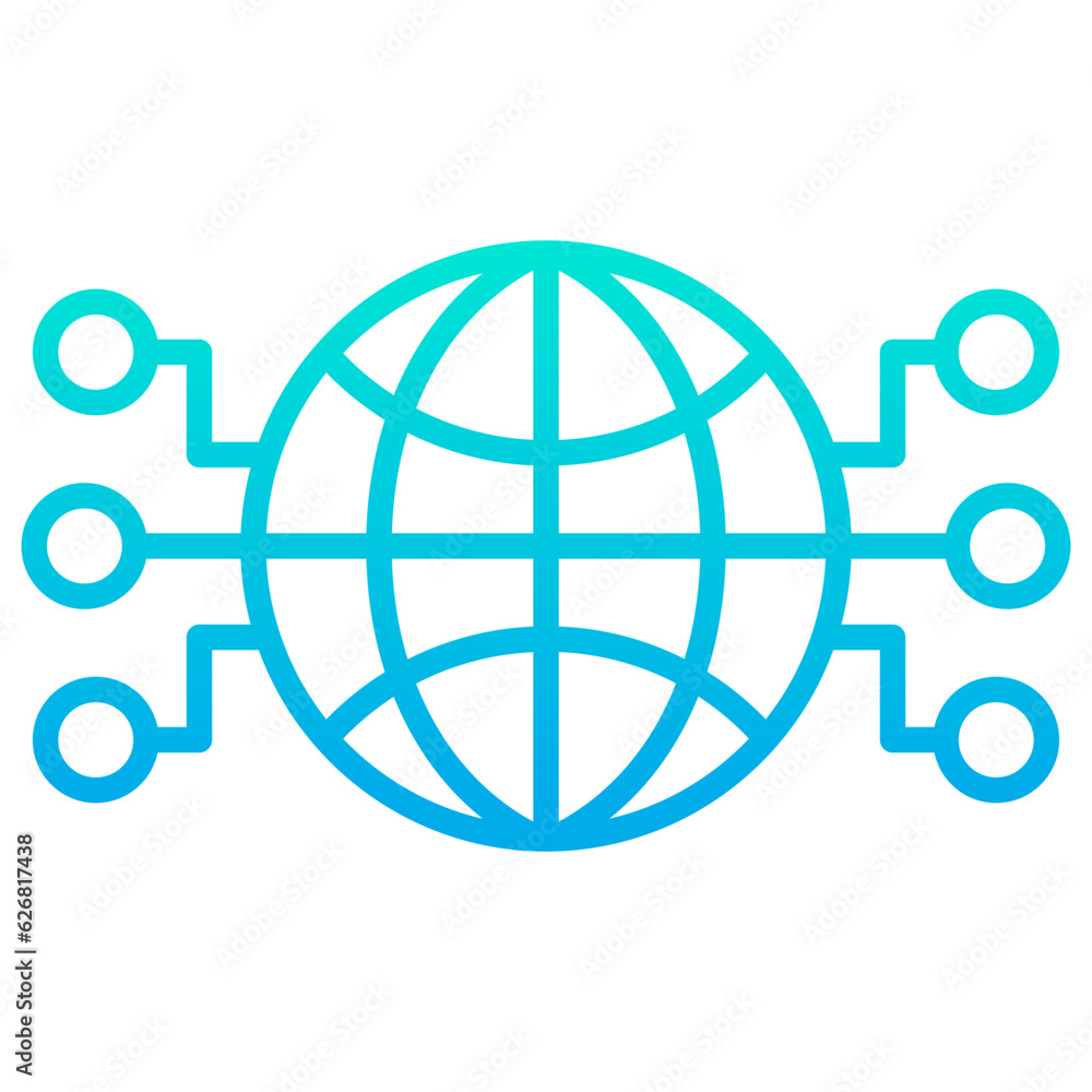 Outline gradient Global Network icon Outline gradient Global Network icon