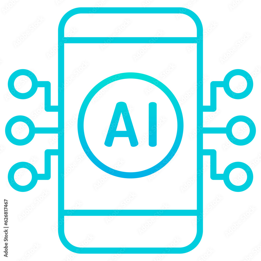 Outline gradient Mobile ai technology icon Outline gradient Mobile ai technology icon