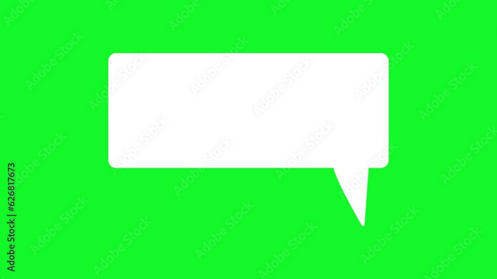 Speech bubble on green background. White chat balloon animation. Speech bubble on green background. White chat balloon animation.