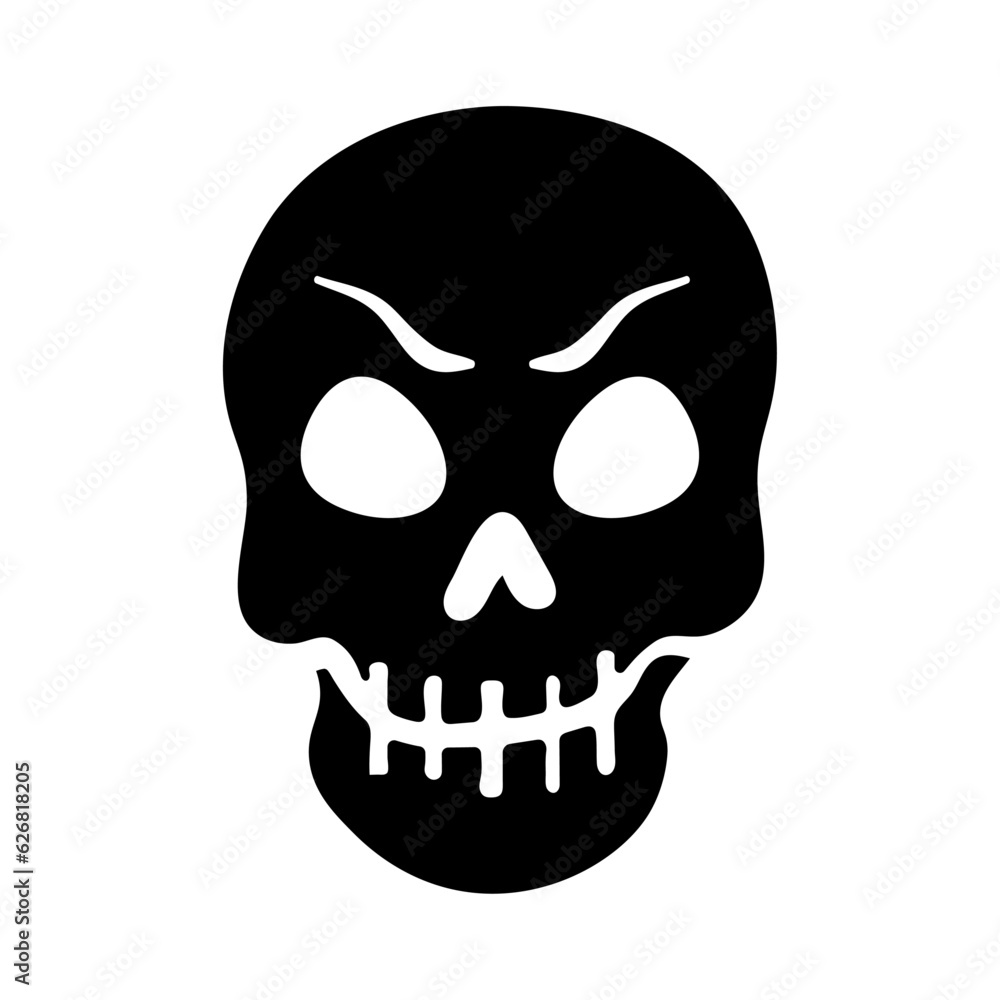 Halloween scull silhouette illustration, angry scull