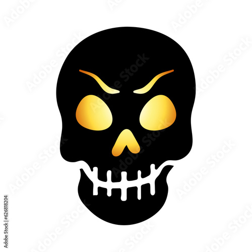 Halloween scull silhouette illustration, lighting eyes, angry scull