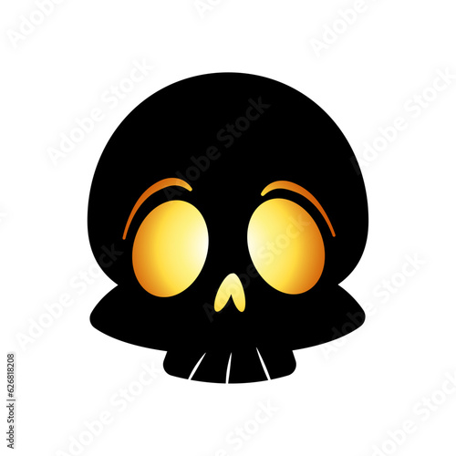 Halloween scull silhouette illustration, lighting eyes, scared scull