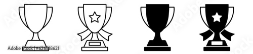 Trophy cup icon set. Contest and competition award symbol. Vector illustration
