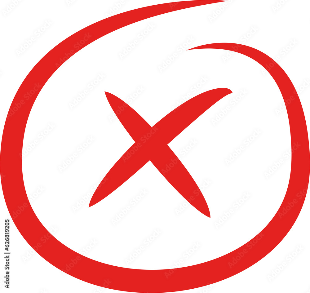 Obraz premium Hand Drawn Wrong Mark Symbol 