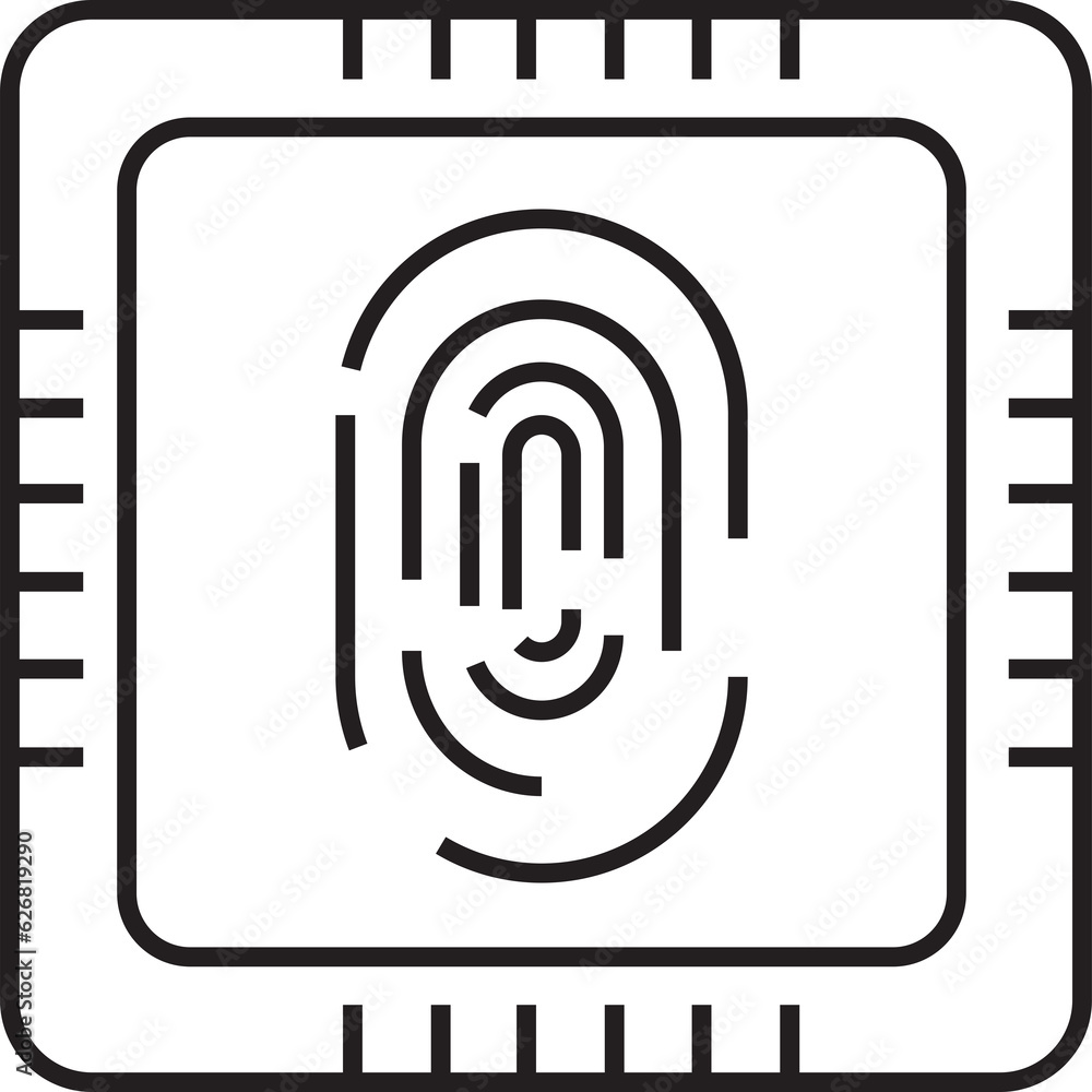 Microchip and Fingerprint Icon
Microchip and Fingerprint Icon