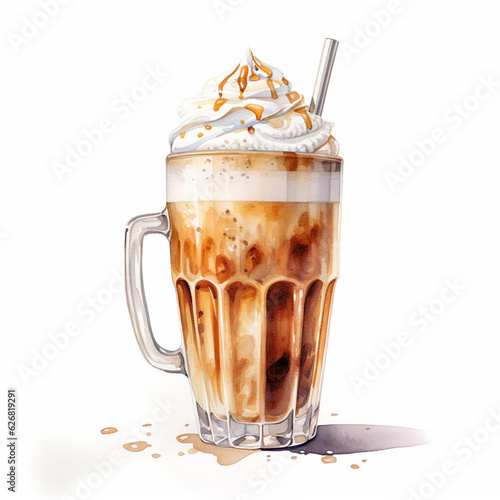 Artful Watercolor Coffee Delights: Hand-Drawn Latte, Macchiato, Espresso, and More - Sip in Style on a White Canvas!