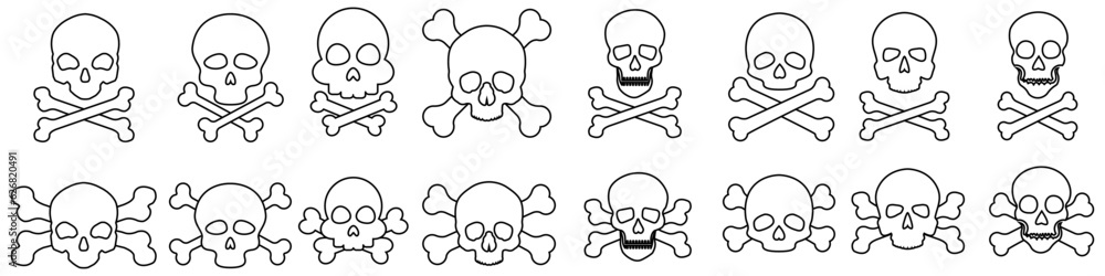 Skull and Bones vector icon set. danger illustration sign collection. poison symbol or logo. Skull and Bones vector icon set. danger illustration sign collection. poison symbol or logo.
