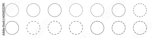 Dotted line circle frame, vector illustration.