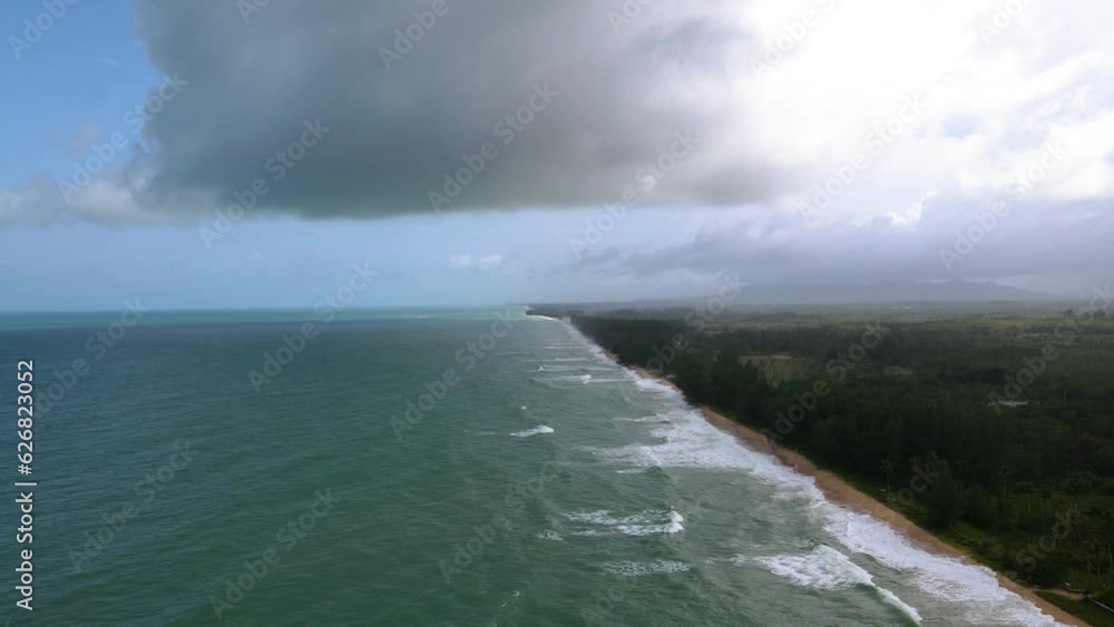 Paradise tropical island with lush vegetation and white sandy beach washed by clear crystal water of blue turquoise sea Thailand Paradise tropical island with lush vegetation and white sandy beach washed by clear crystal water of blue turquoise sea Thailand
