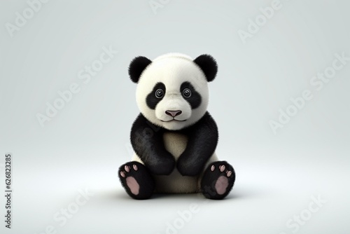 A 3D illustration of a sweet sitting baby panda on a white background. Generative AI © Elizabeth