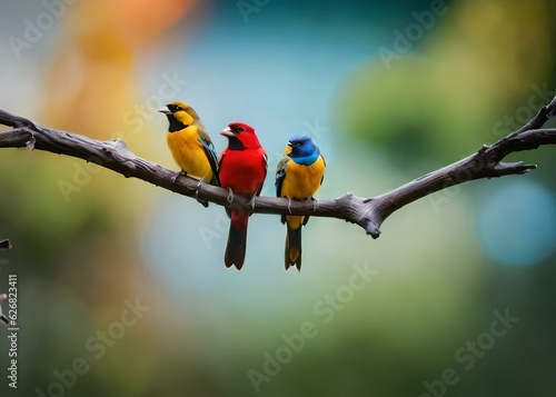 A Rainbow of Birds Perched Together