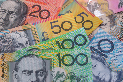 Australian dollars in rows used as background photo