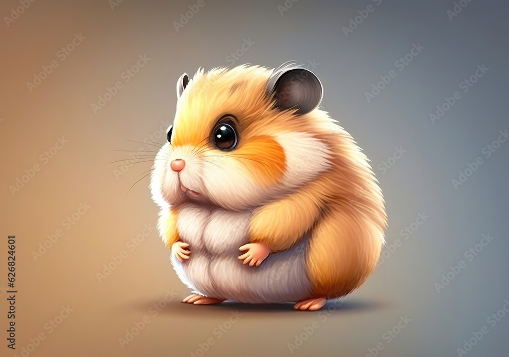 Cute fat hamster, cartoon illustration generative AI