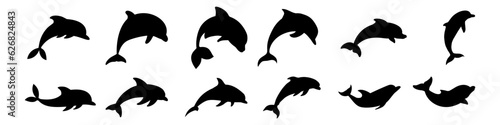 Dolphin icon vector set. Fish illustration sign collection. killer whale symbol. Sea ​​life logo.