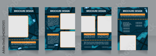 Landscape planning dark blank brochure design. City directions. Template set with copy space for text. Premade corporate reports collection. Editable 4 paper pages. Calibri, Arial fonts used
