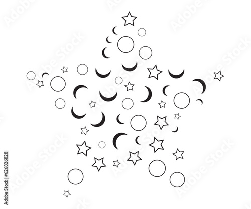 multi-shape scattered  abstract design on white 