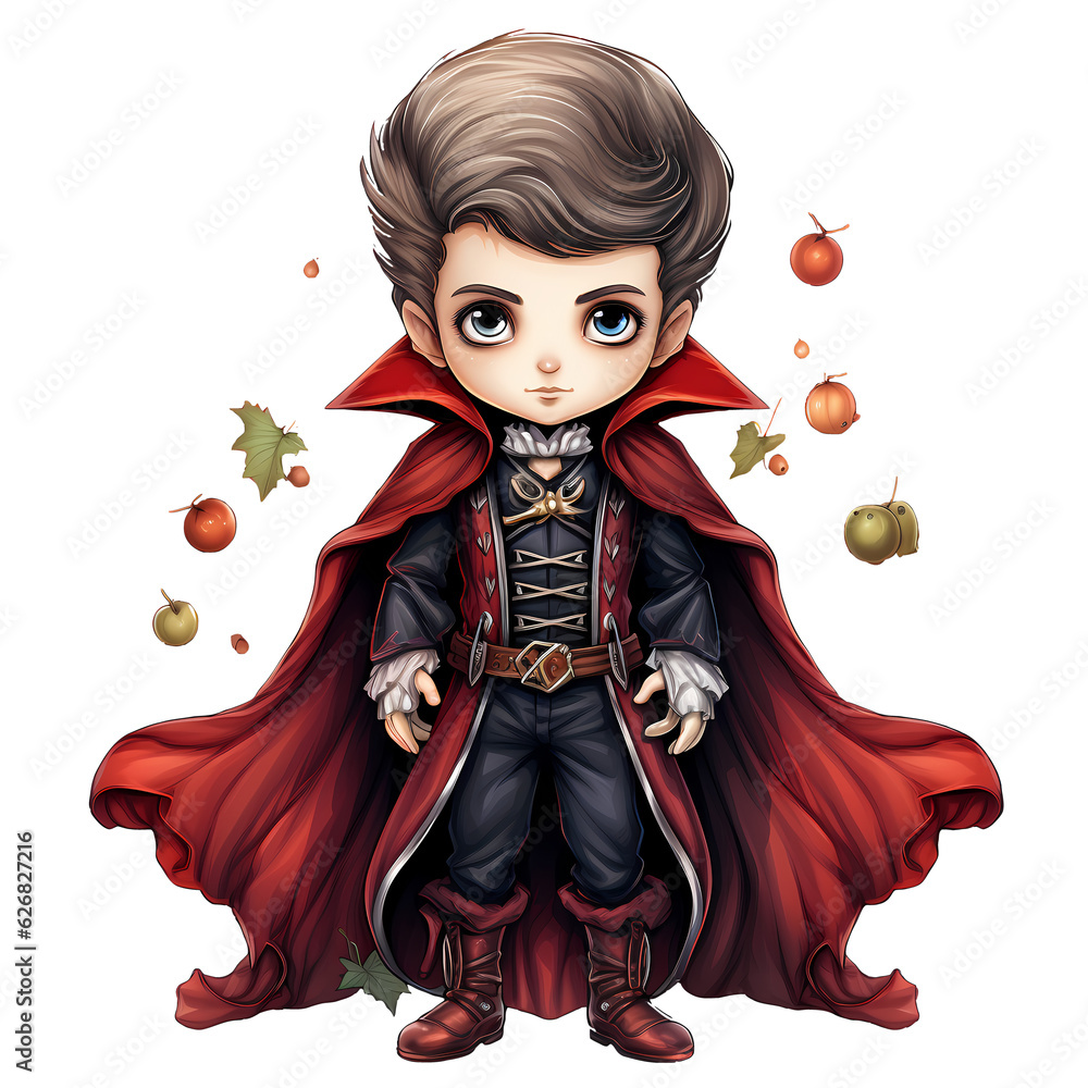 Fototapeta premium Cute Vampire Halloween Illustration Al Generated