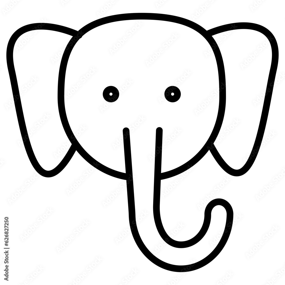 Outline Elephant face icon Outline Elephant face icon