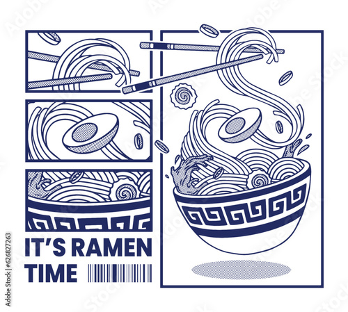 Japanese Ramen illustration t shirt design