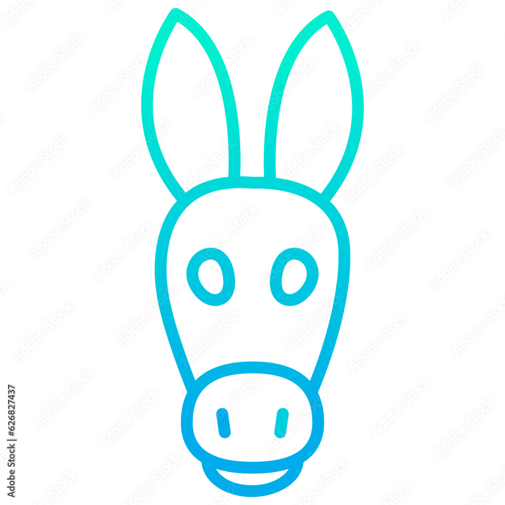 Outline gradient Donkey face icon