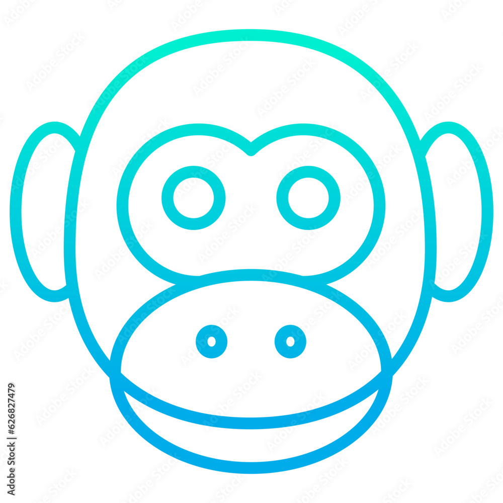 Outline gradient Monkey face icon Outline gradient Monkey face icon